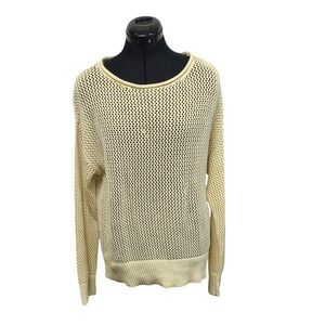 Sanctuary Women's Open Knit Mesh Sweater Birch Cream XL NWT